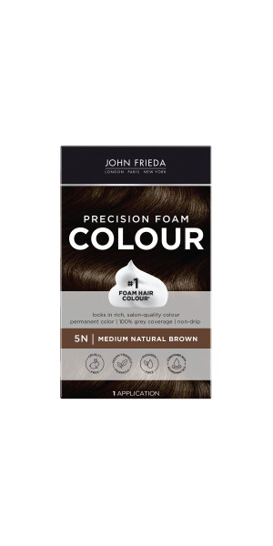 John Frieda Precision Foam Permanent Brown Hair Dye Color Kit, 4N