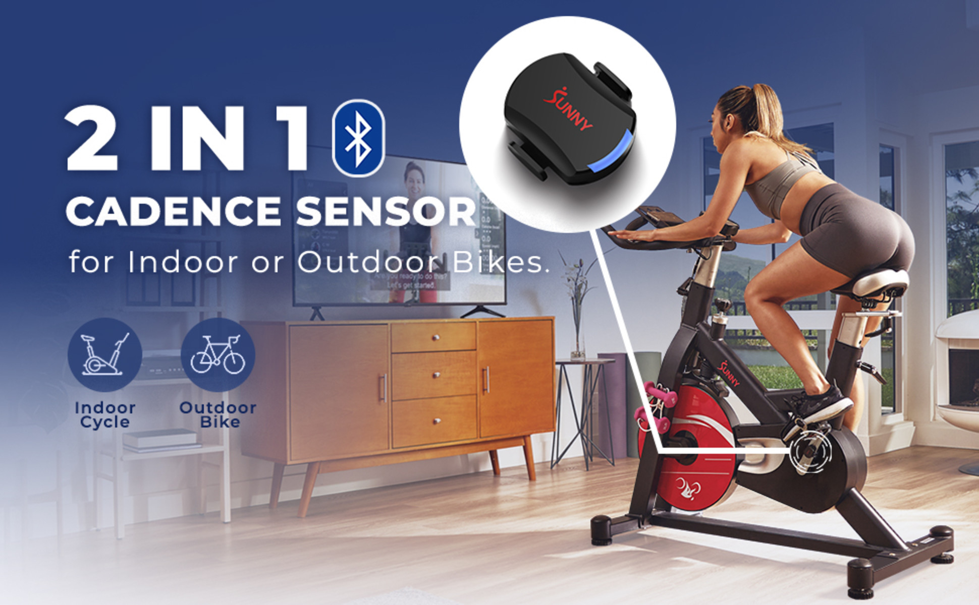 Sunny Health Fitness 2-in-1 Cadence Speed Sensor