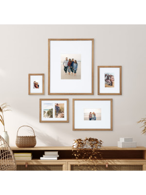  upsimples 8x8 Picture Frame, Display Pictures 4x4 with Mat or  8x8 Without Mat, Wall Hanging Photo Frame, Natural, 1 Pack