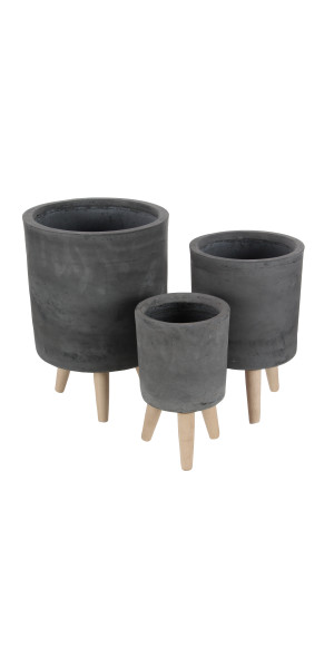 DecMode Fiber Clay Contemporary Planter, White, Set of 3 DecMode Fiber Clay Contemporary Planter, White, Set of 3