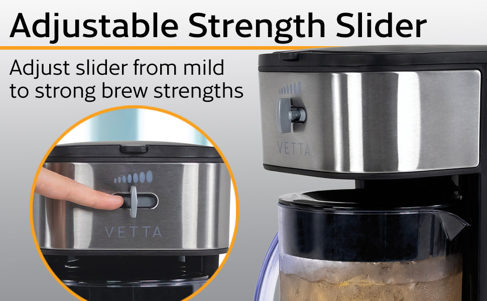 Vetta 10-Cup Iced Tea Maker with Adjustable Strength Selector for Tea and Iced Coffee