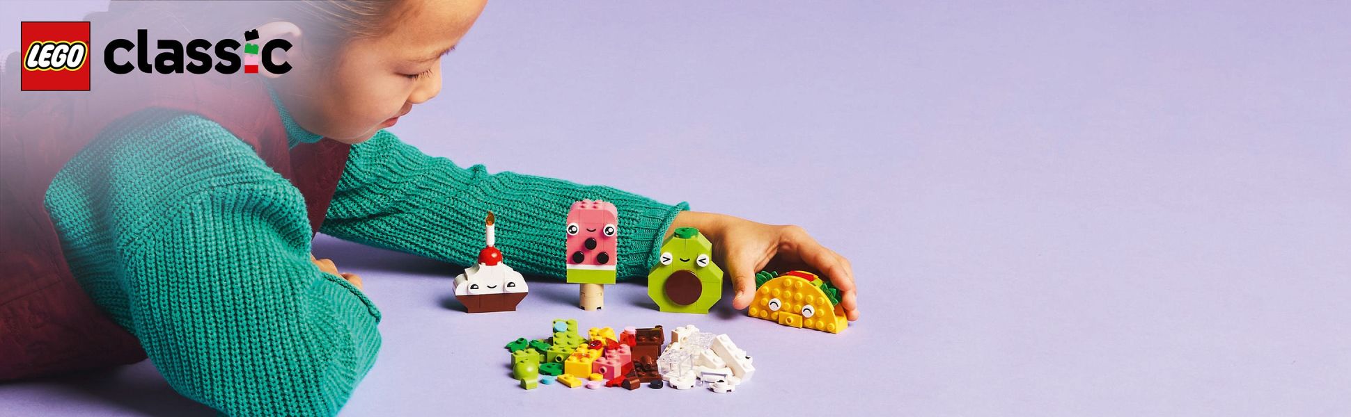 Kids have a feast of fun with build-and-play food characters including a cupcake, ice cream, chocolate bar and mega sandwich.