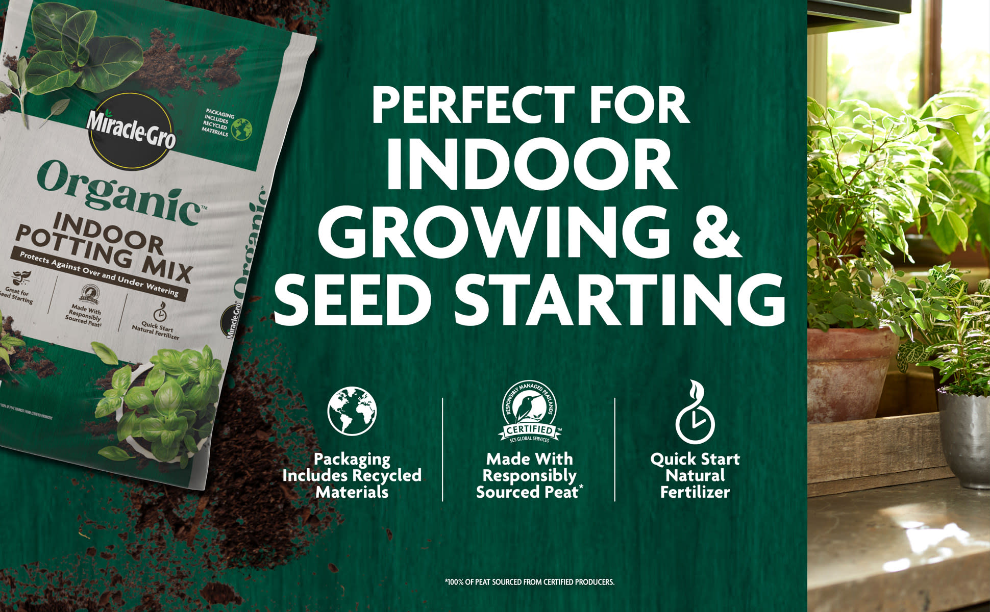 Miracle-Gro Organic Indoor Potting Mix 8 qt. Soil Protects Against  Over/Under Watering, for Houseplants, Seed Starting, OMRI Listed 74178430 -  The Home Depot