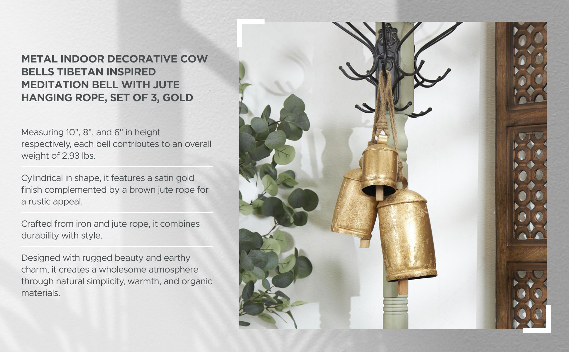Litton Lane Gold Metal Tibetan Inspired Cylindrical Decorative Cow