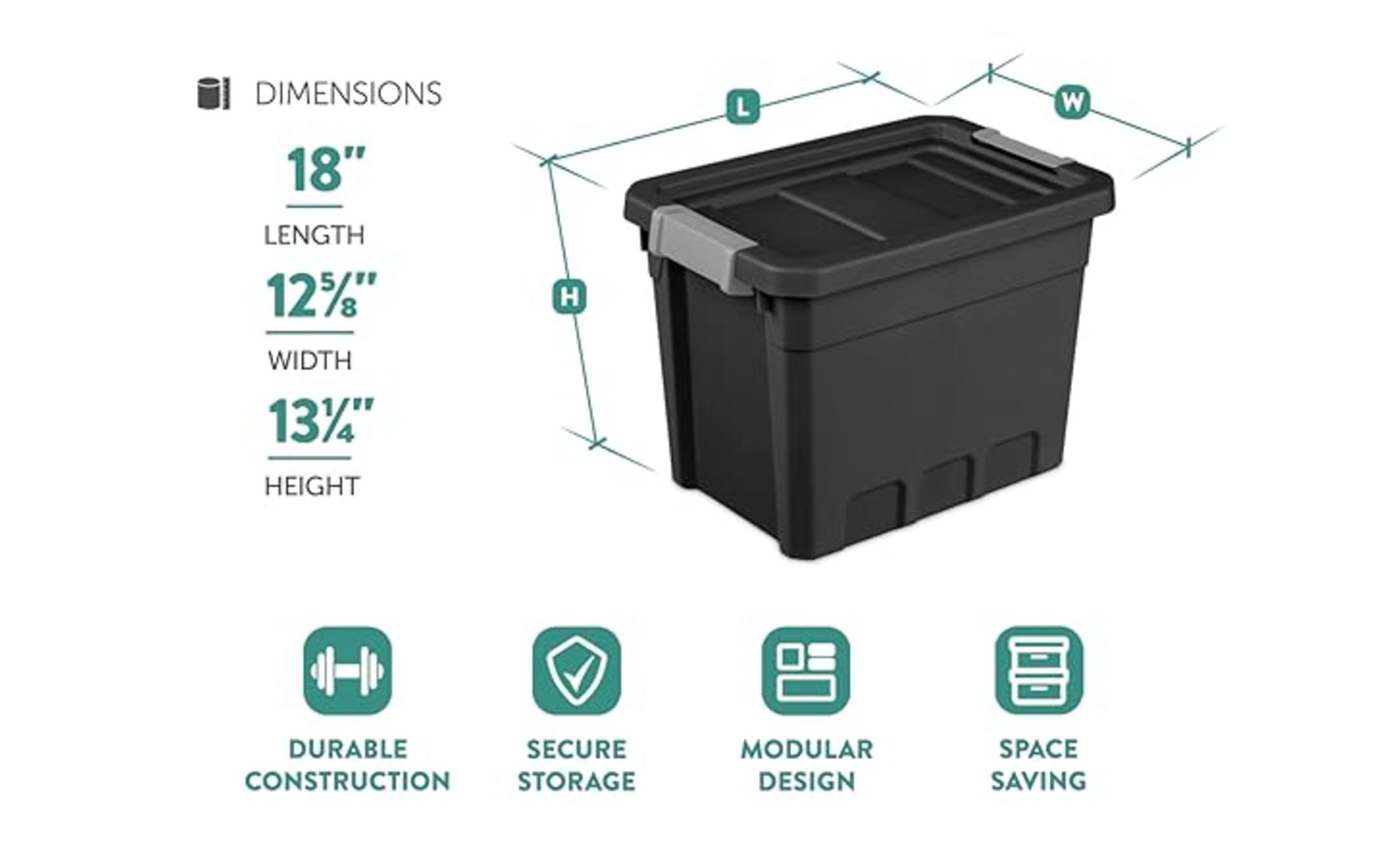 Sterilite Rugged Industrial Storage Totes with Latch Lid