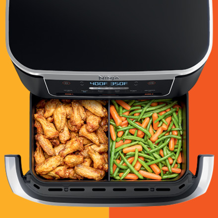 NINJA Foodie Dual Zone Flex Basket 7 qt. Black Air Fryer Mega Zone