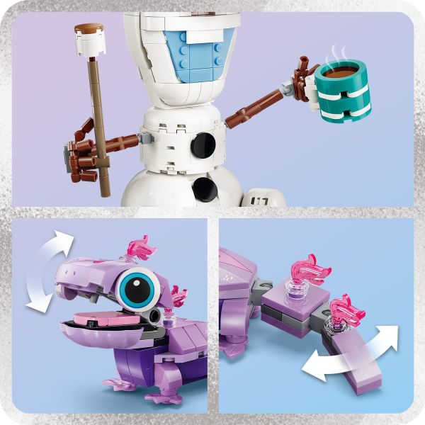 Olaf has movable arms and Bruni has a moving mouth and tail.