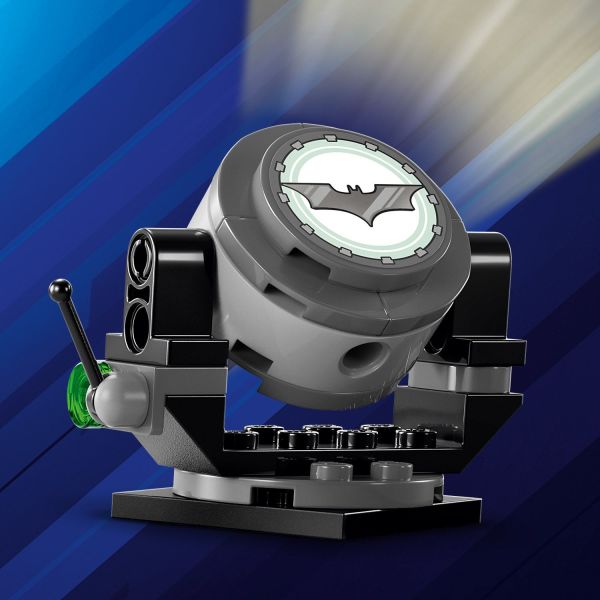 Tilt and turn the Bat-Signal to summon Batman .