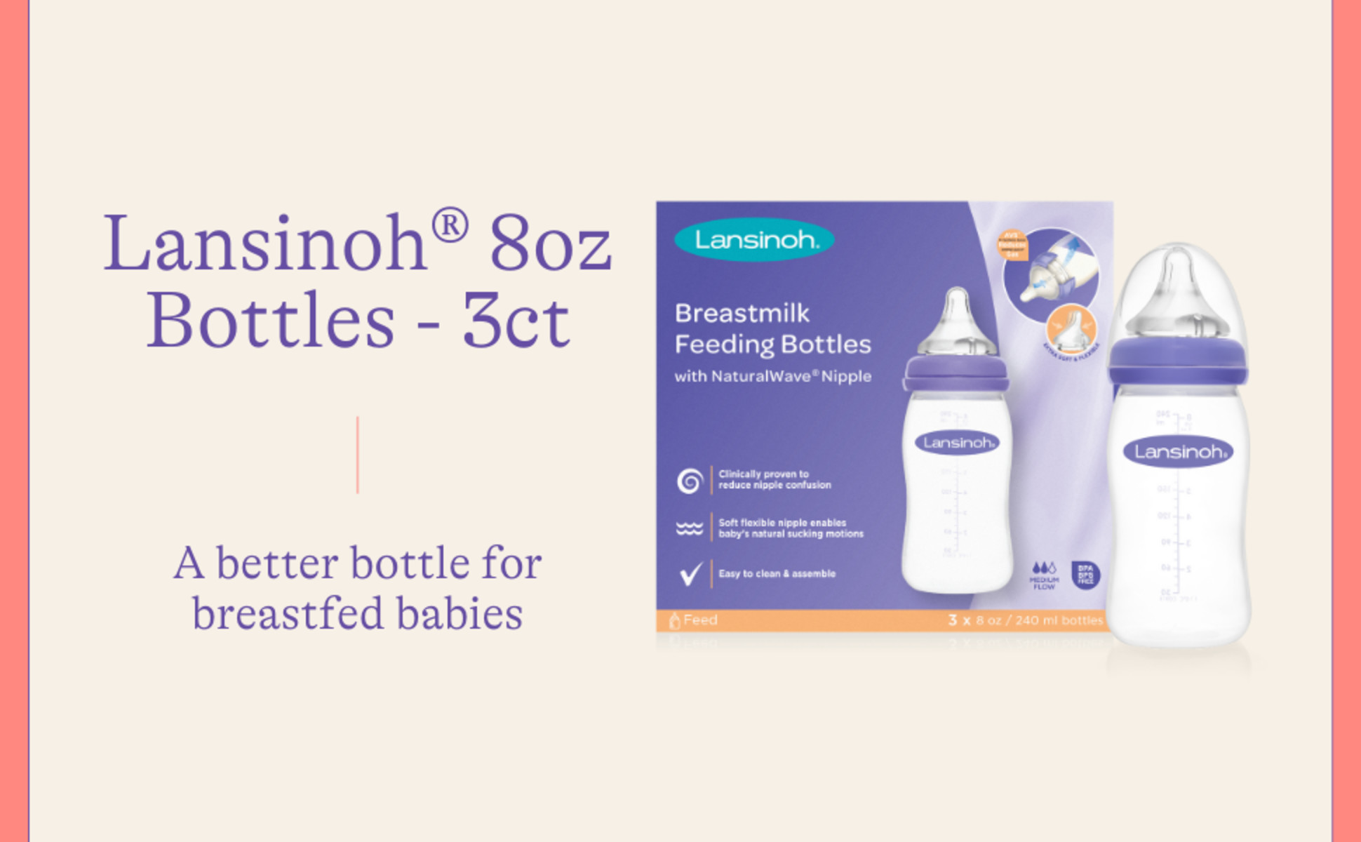 Lansinoh Paquete de biberones para bebés que amamantan, 3 unidades cada uno  de 5 onzas y 8 onzas