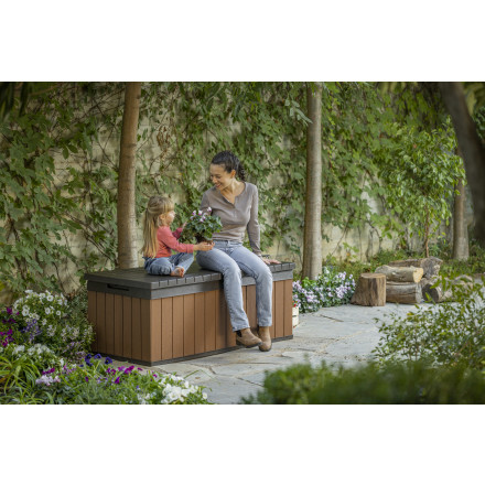 HABUTWAY Large Outdoor Storage Deck Box Waterproof Storage Bench with  Padlock Resin Patio Storage Boxes Bin Chest for Outside Garden,Poolside