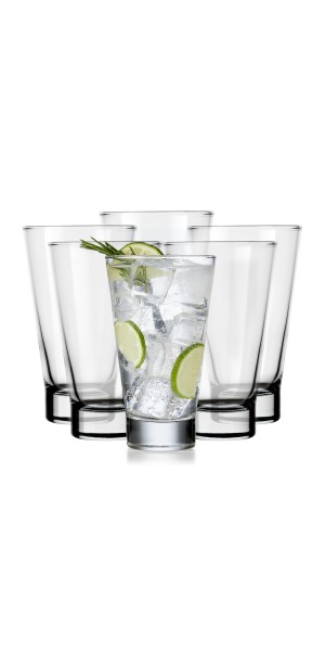 Libbey Modern Bar Hi-Ball Glasses, 12oz, Set of 6