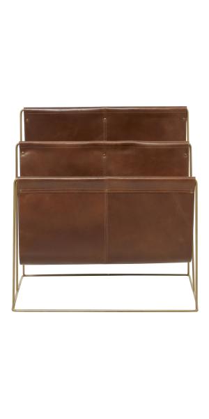 Modern Brown Leather Magazine Holder