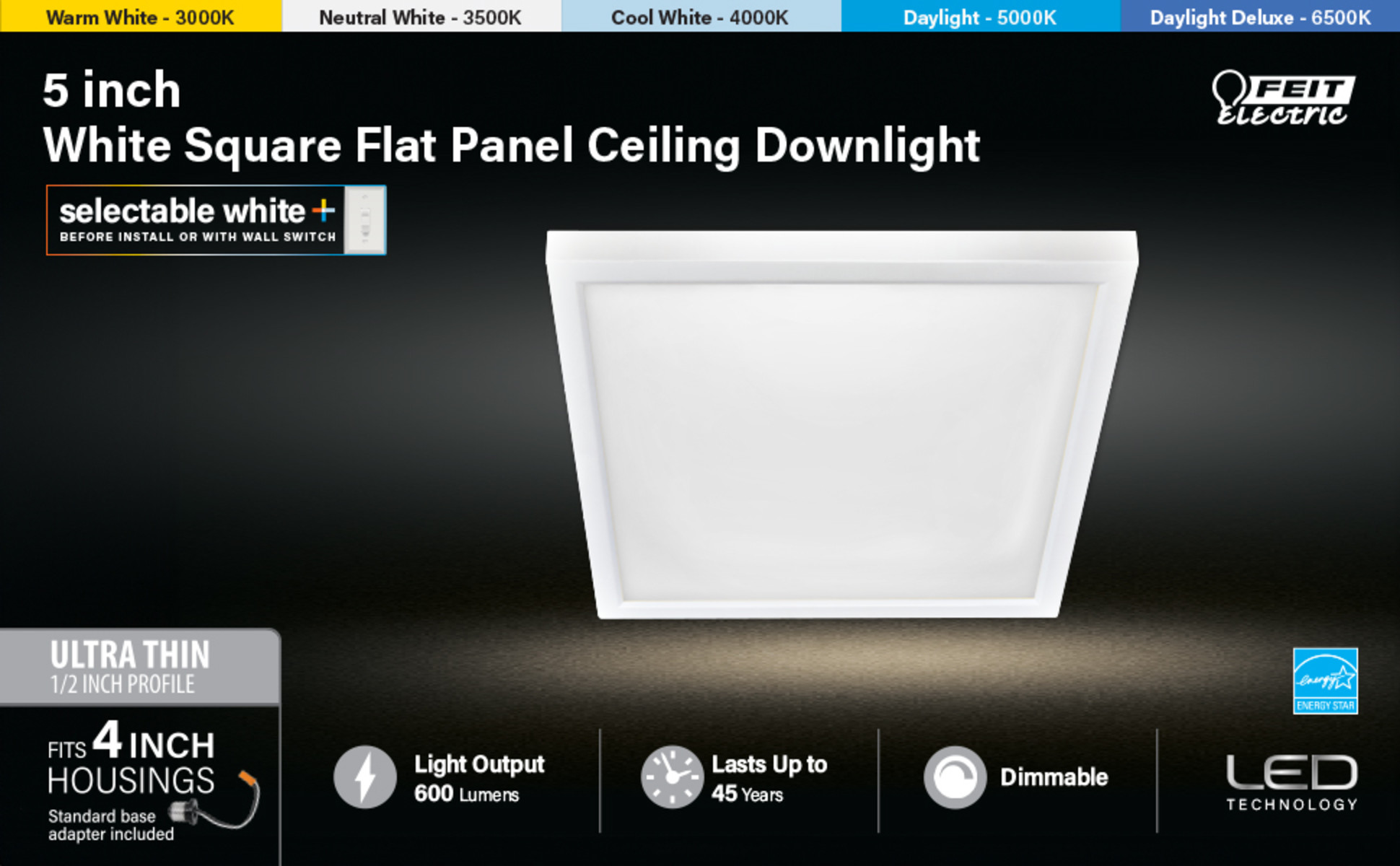 6W LED Ceiling Recessed Ultra Slim Panel Down Light Square Bathroom - View #11