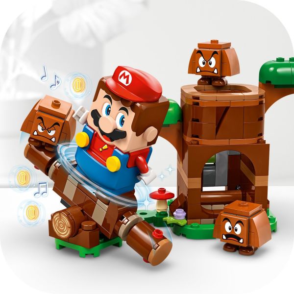 Play with the Goombas on the seesaw.