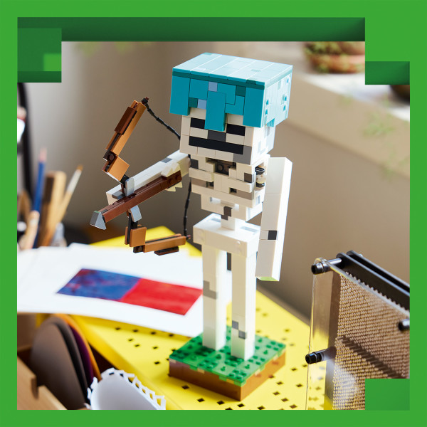 The figure holds a bow and arrow and wears a diamond helmet.