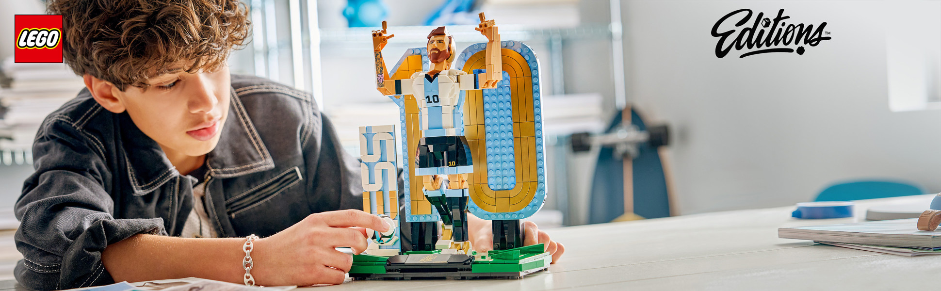 Discover 2 ways to build a sports icon with the LEGO Editions Lionel Messi – Soccer Legend set for kids ages 14 and up.