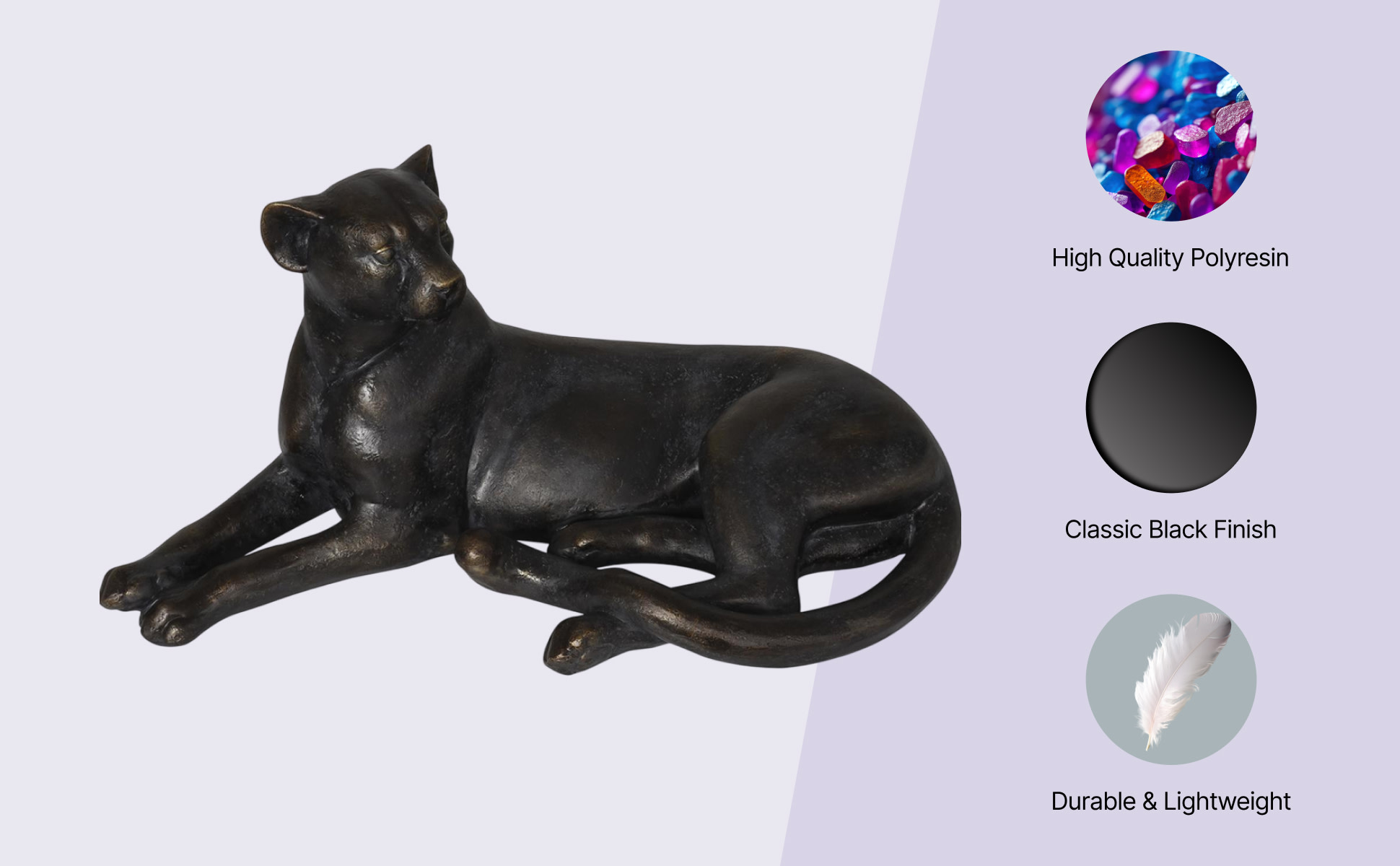 Free Shipping! DecMode 29x13 Black Polystone Panther