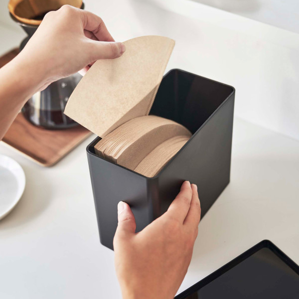Yamazaki Coffee Filter Storage Container - Holds 200 Filters Or Coffee Pods, Modern Kitchen Organization