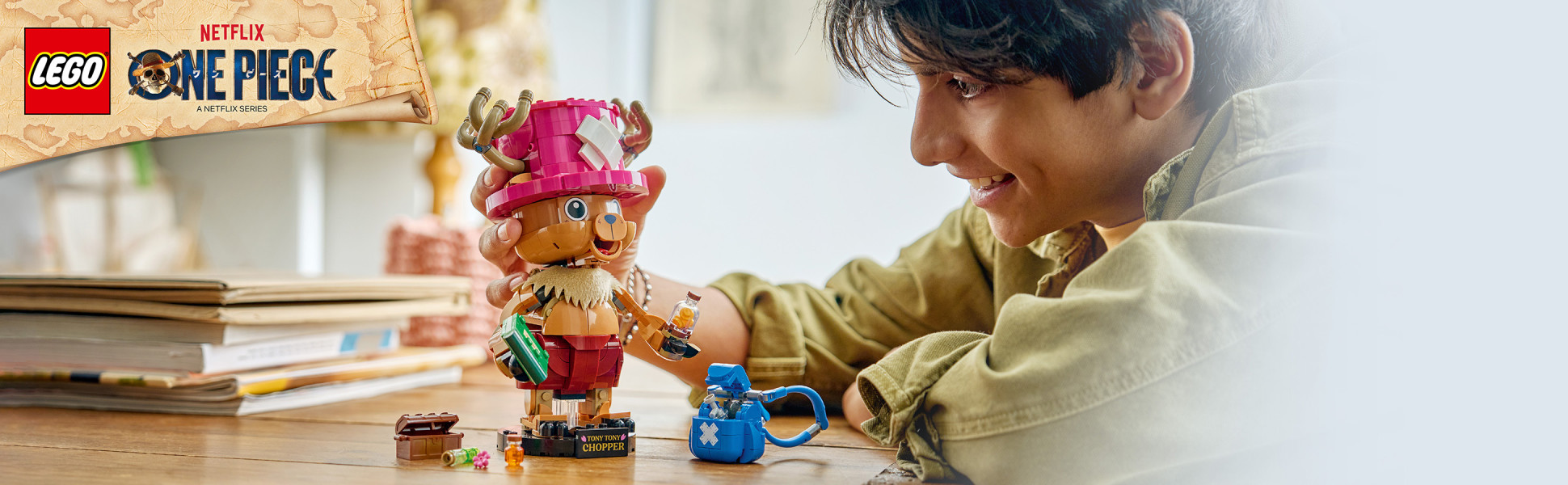 Save the day with the Straw Hat Pirates’ doctor, Tony Tony Chopper, a LEGO ONE PIECE figure standing over 7.5 in. (19 cm) tall.