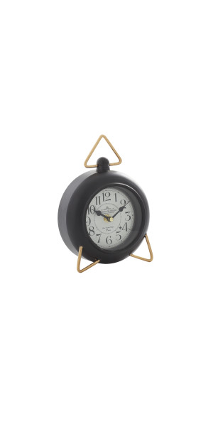 Black Metal Clock with Gold Accents
