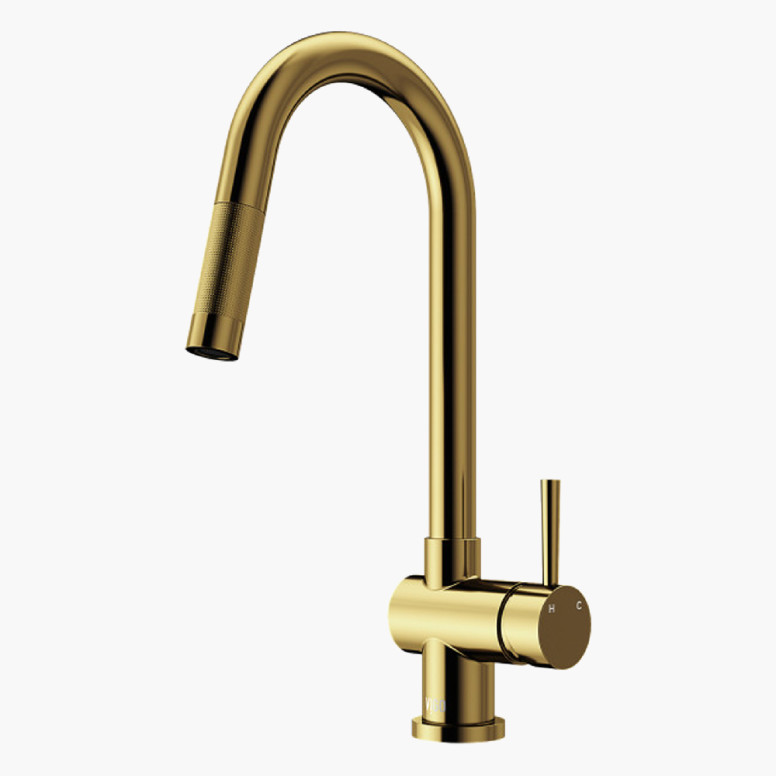 VIGO Single-Hole Pull-Down Sprayer Edison Kitchen Faucet in Matte Brushed Gold