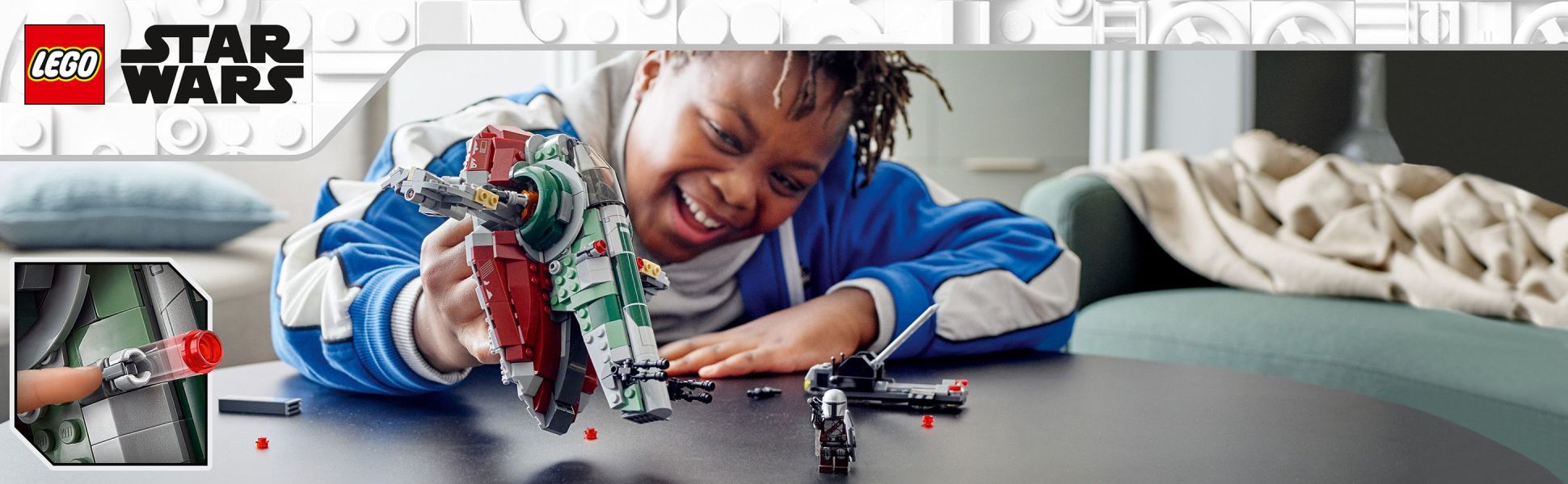Kids can enjoy hours of play with this highly detailed LEGO brick version of Boba Fett’s Starship .