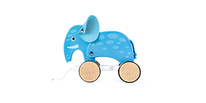 Hape: Pull Along - Elephant - Blue - Wooden Animal Toy