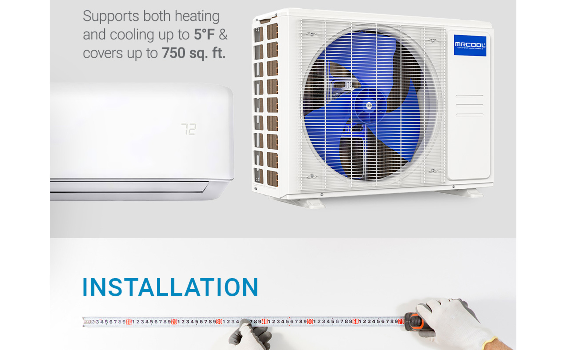 Mitsubishi 18000 BTU Ductless Mini Split AC Wall Mounted Indoor Unit MSZ-HM Series