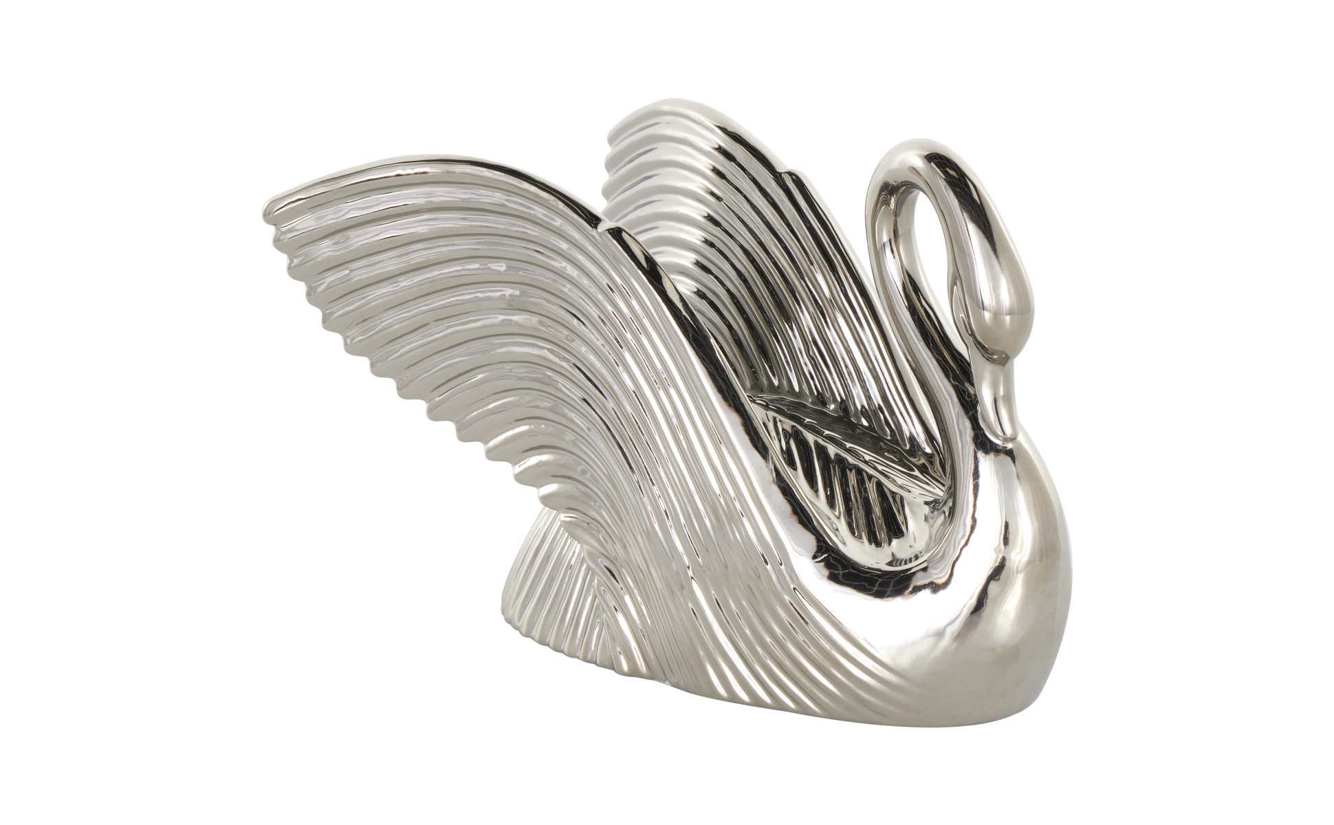 Litton Lane 7 in. x 8 in. Silver Ceramic Swan Sculpture with