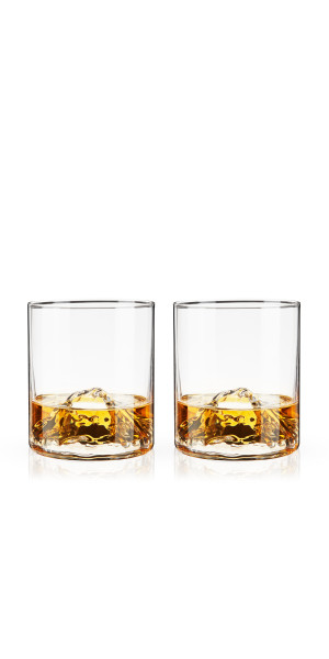 Viski Burke Whiskey Glasses with Pyramid Design, Rocks Glass, Lead-Free  Crystal Angled Tumblers for Scotch and Cocktails, Clear, 8 Oz, Set of 2