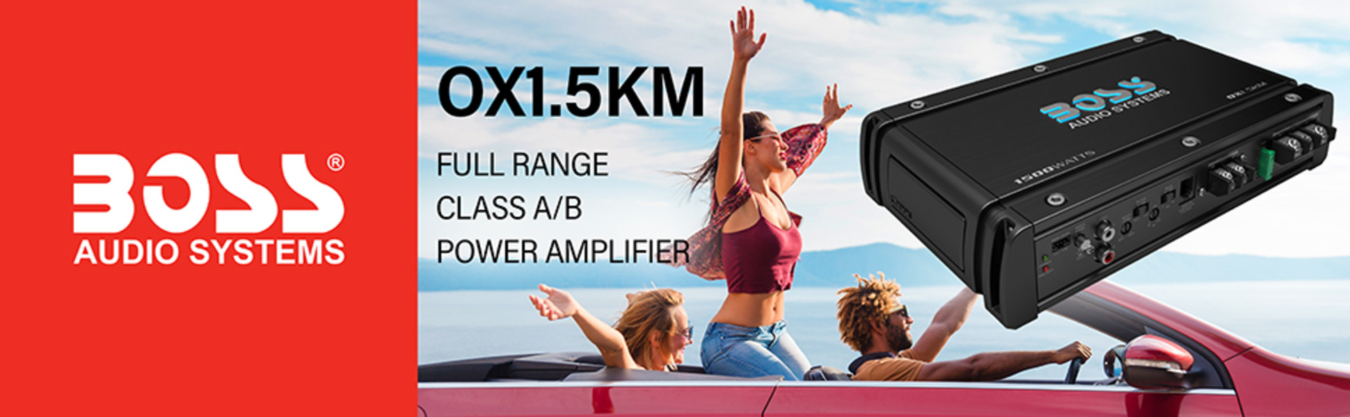 BOSS Audio Systems OX1.5KM Onyx Series Car Audio Subwoofer Amplifier – 5000  High Output, Class A/B, 2/4 Ohm, Low/High Level Inputs, Low Pass