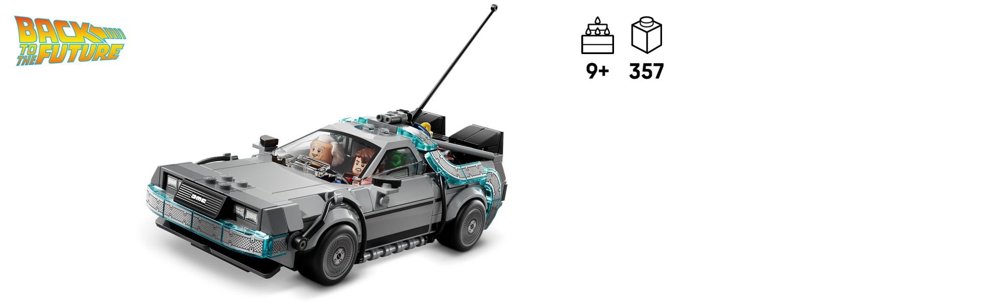 Recreate exciting scenes from the first and second Back To The Future movies with this detailed brick-built model car.