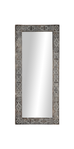 Brown Eclectic Wood Floor Mirror