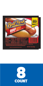Ball Park Beef Hot Dogs, Easy Peel Package