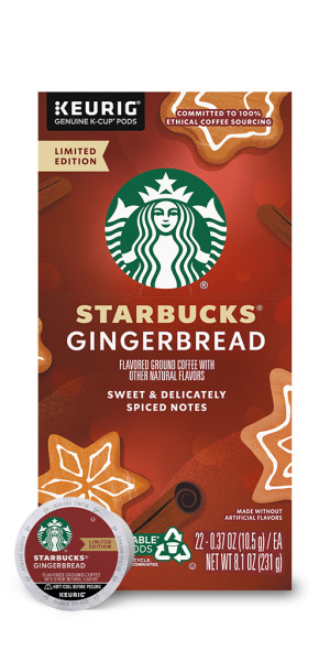 Starbucks Coffee, Ground, Gingerbread, K-Cup Pods - 22 pack, 0.37 oz pods