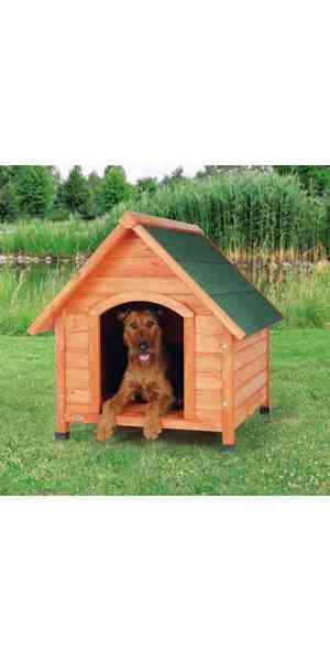 TRIXIE Natura Large Outdoor Dog House with Pitched Roof & Weather ...