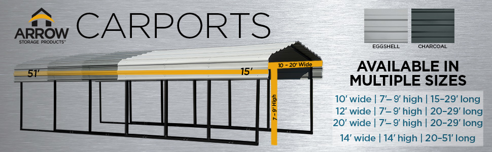 Arrow Storage Products CARPORTS - Available in multiple sizes.