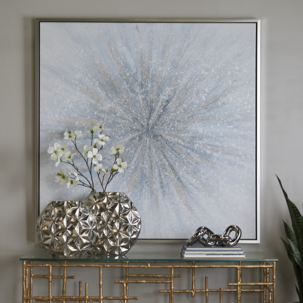 Wood Starburst Radial Plates Framed Wall Art with Black Frame Set of 4 Blue  - Olivia & May