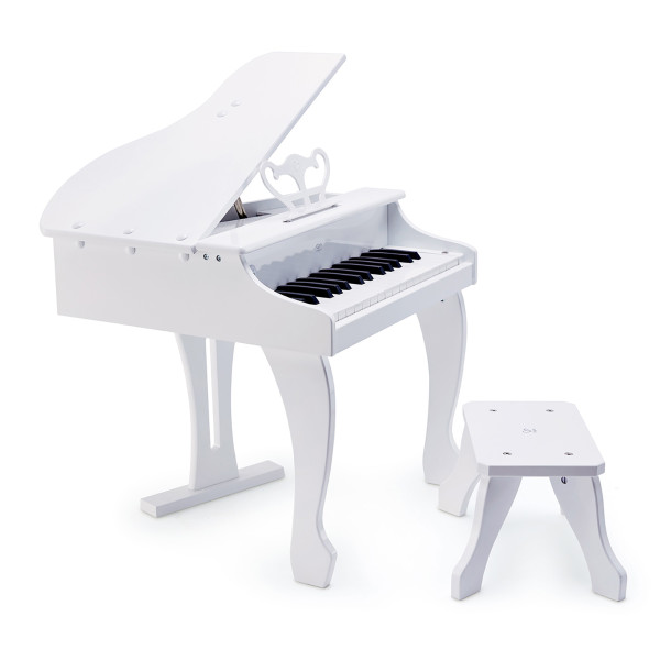 Hape（ハペ） ミニグランドピアノ 白 ホワイト トイピアノ スツール付き Hape Deluxe Thirty Key White Grand Piano W/ Stool, Battery