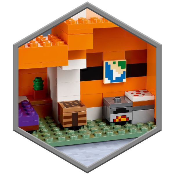 LEGO Minecraft The Fox Lodge House 21178 Animal Toys with Drowned Zombie  Figure, Birthday Gift for Grandchildren, Kids, Boys and Girls Ages 8 and Up  
