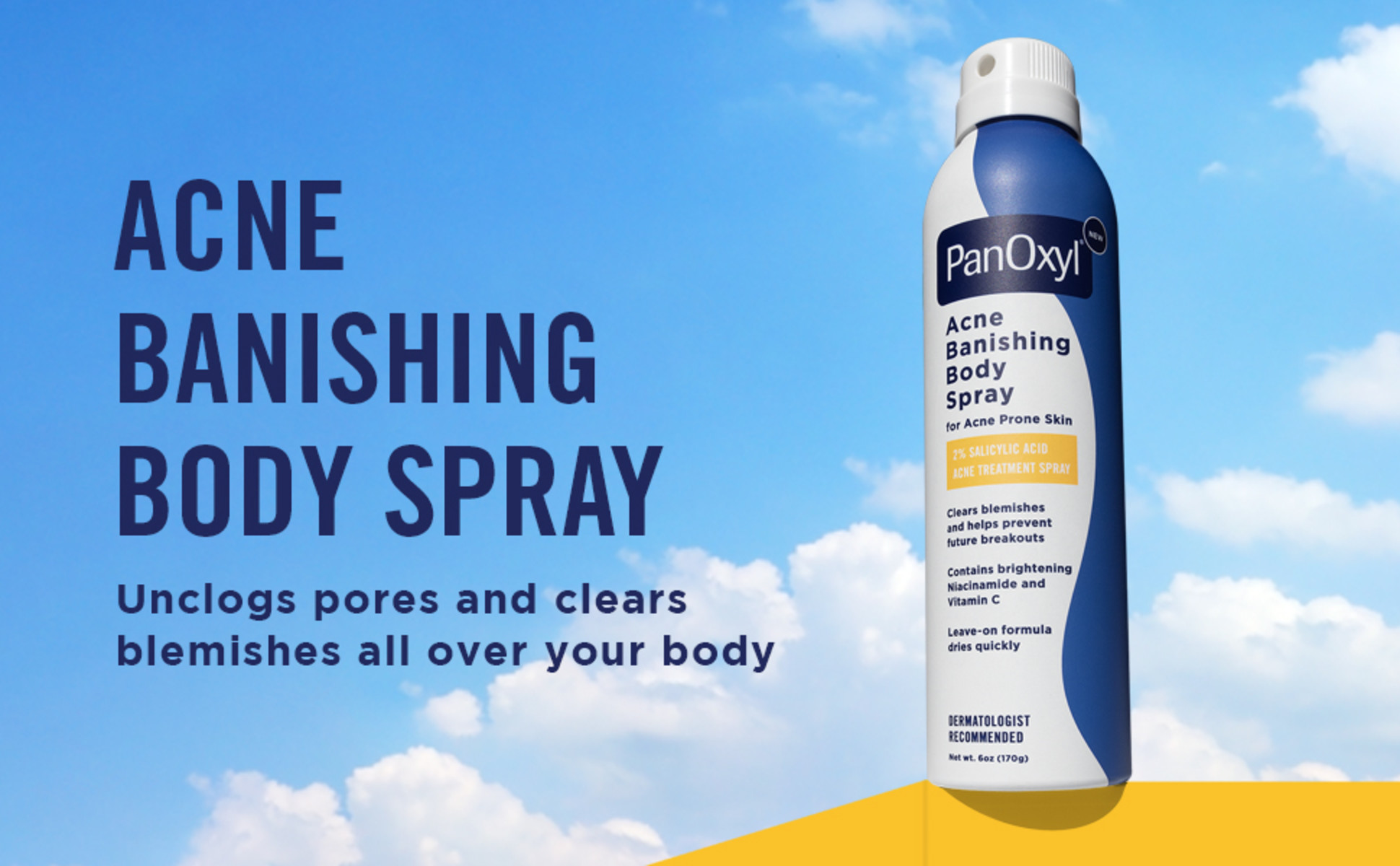 Acne Banishing Body Spray unclogs pores and clears blemishes all over your body