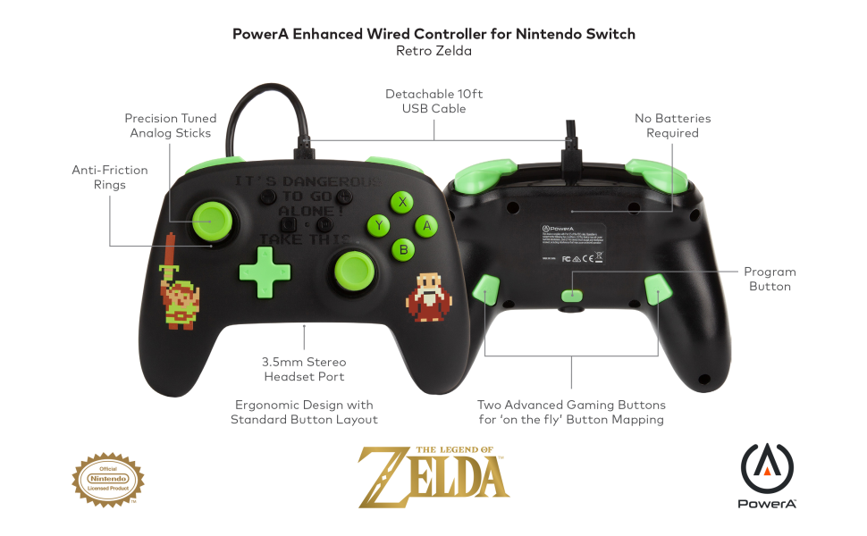 PowerA Enhanced Wired Controller for Nintendo Switch - Retro Zelda