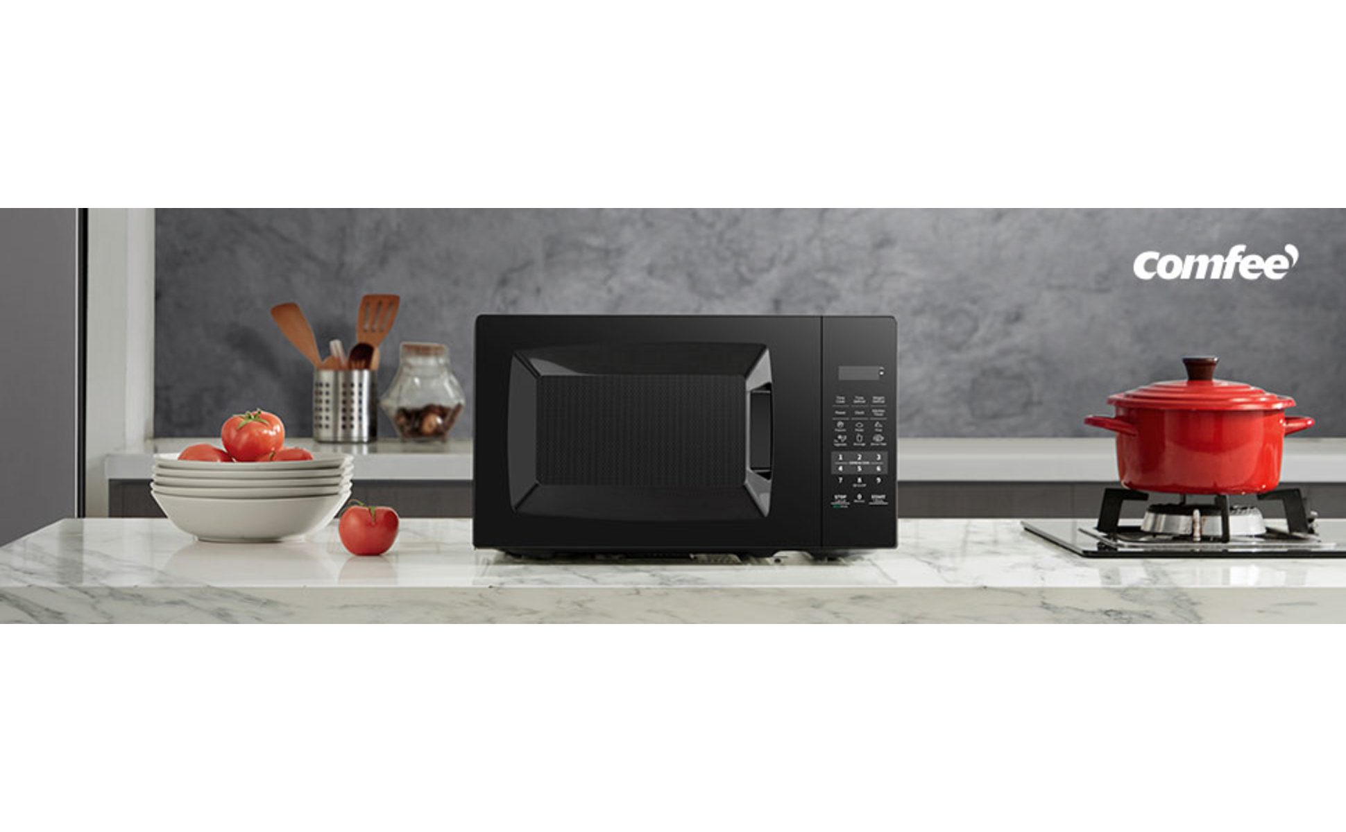 Comfee COMFEE EM720CPL-PMB Countertop Microwave Oven with Sound On/Off, ECO  Mode and Easy One-Touch Buttons, 0.7cu.ft, 700W, Black