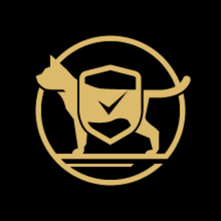 Icon of a shield with a checkmark over top of a confident cat