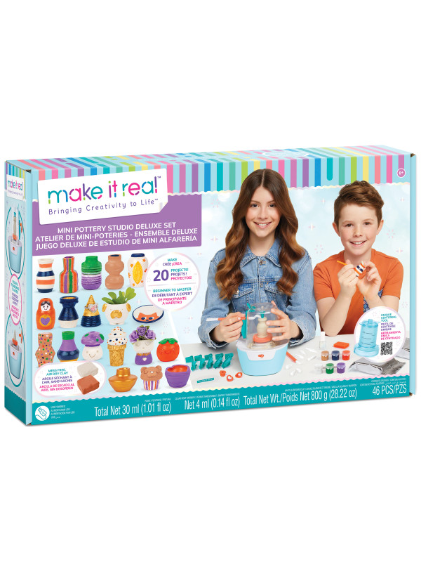Make It Real Mini Pottery DIY Studio Deluxe Set, Age 8+ - Walmart.com