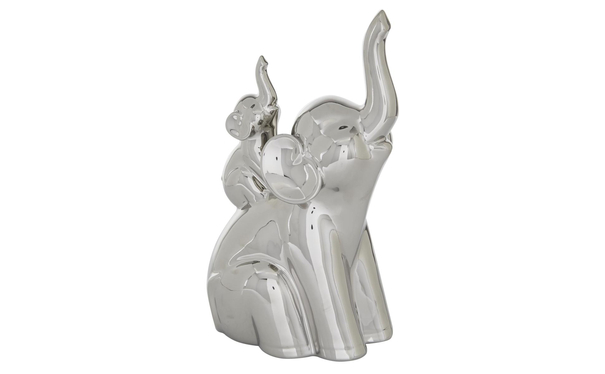 Litton Lane 7 in. x 11 in. Silver Porcelain Elephant