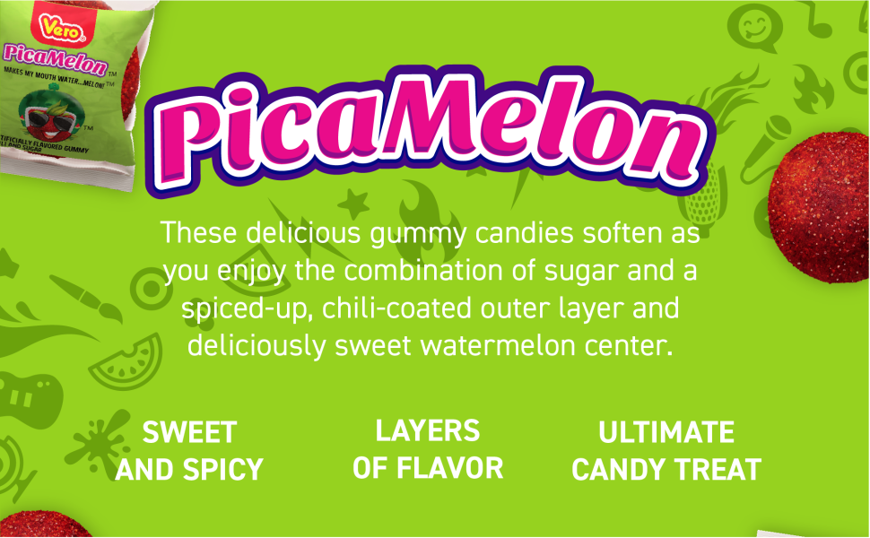 Vero PicaMelon Spicy Mexican Candy, Watermelon Gummies with