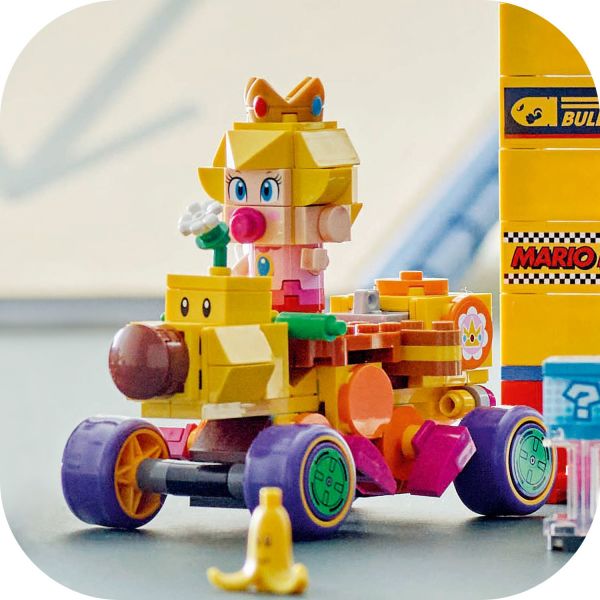 Team up with Baby Peach in her Wild Wiggler kart.