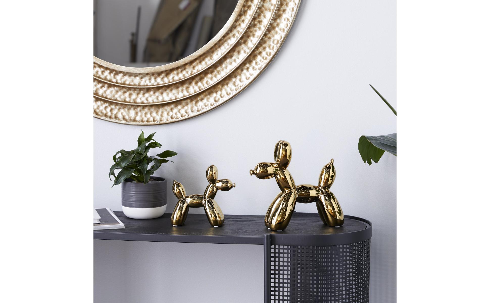 Litton Lane Gold Ceramic Balloon Dog Sculpture (Set of 2) 22434