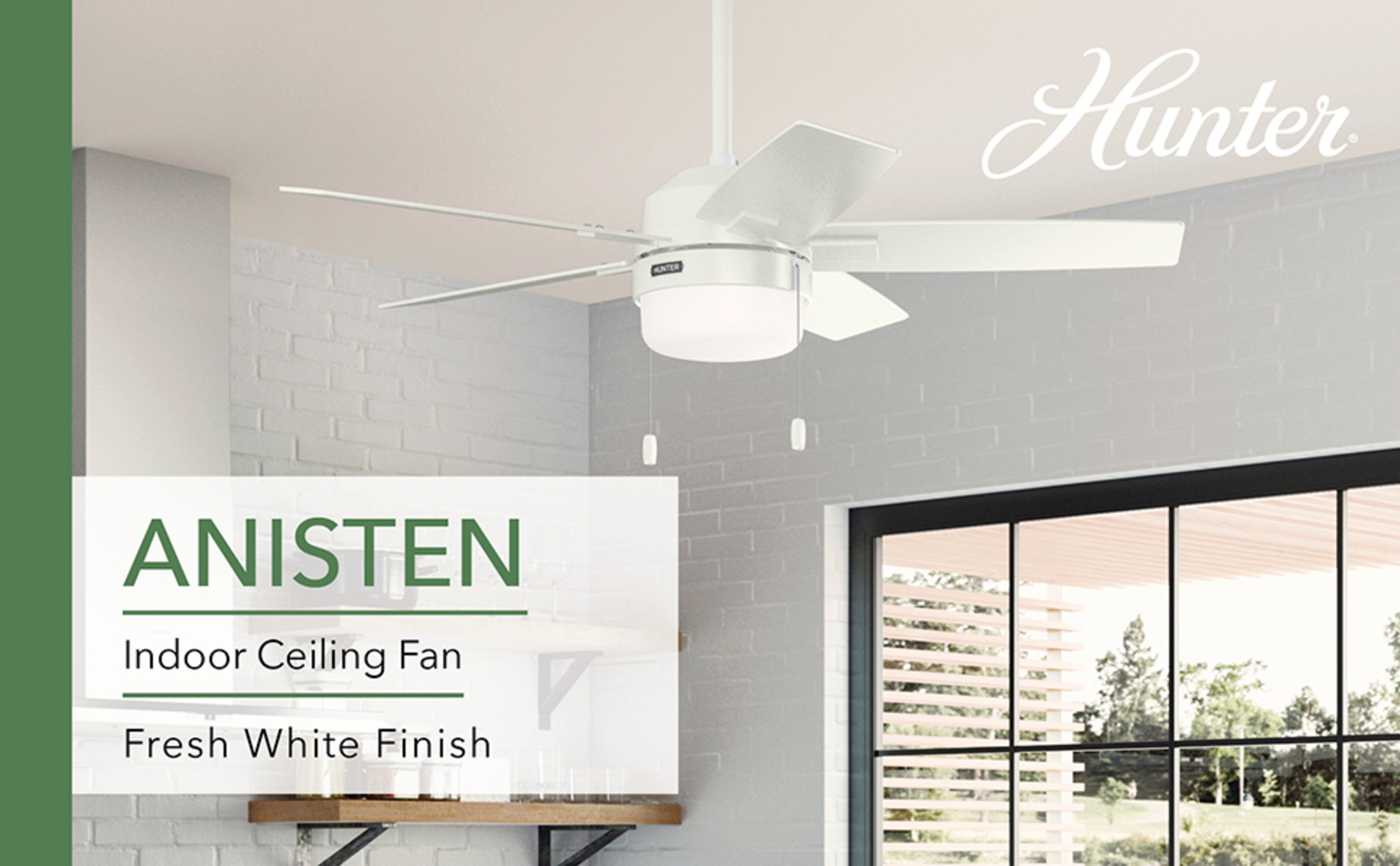 Hunter Anisten 44 in. Indoor Fresh White Ceiling Fan with Light 